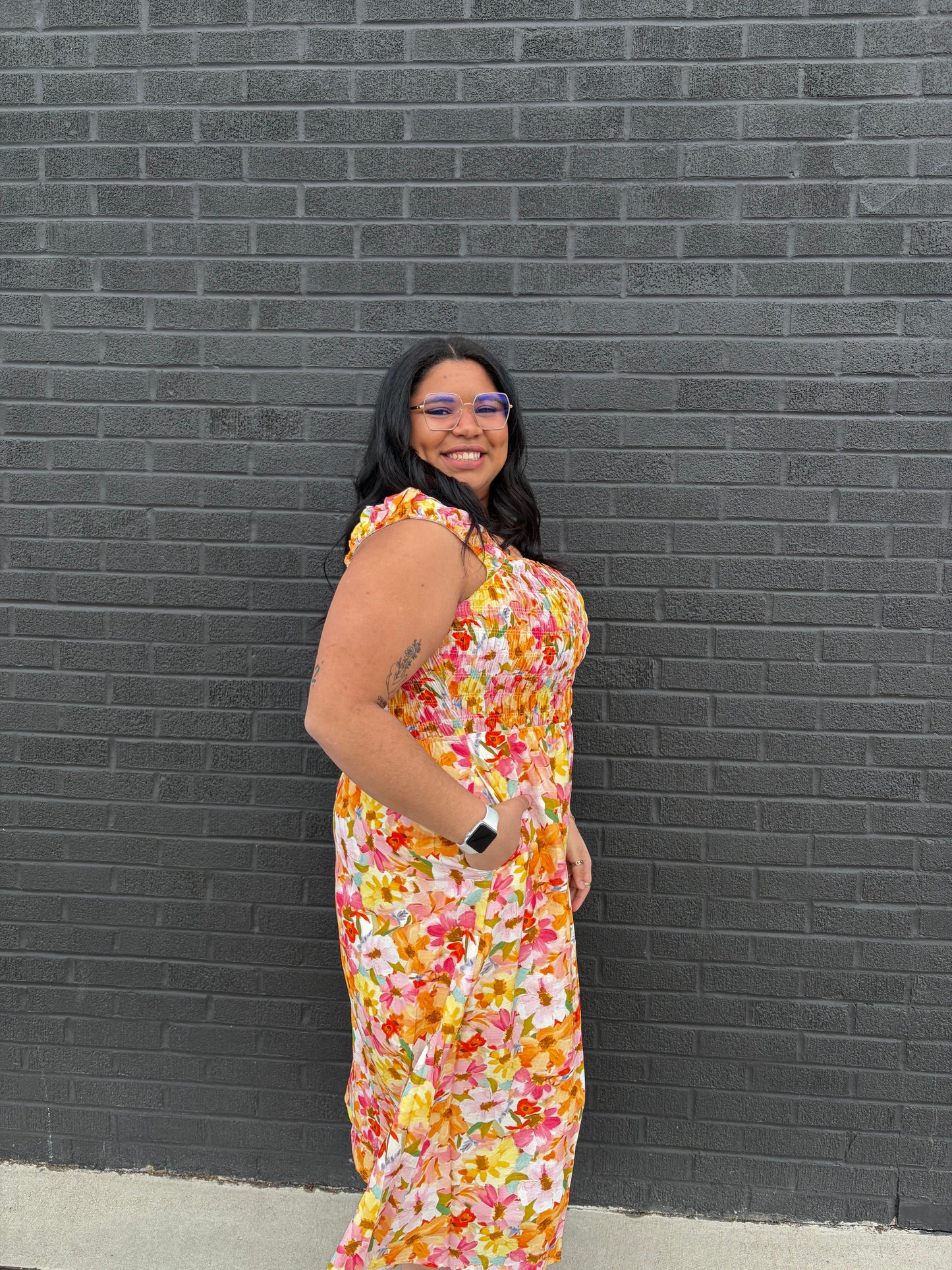 Plus Springy Floral Dress