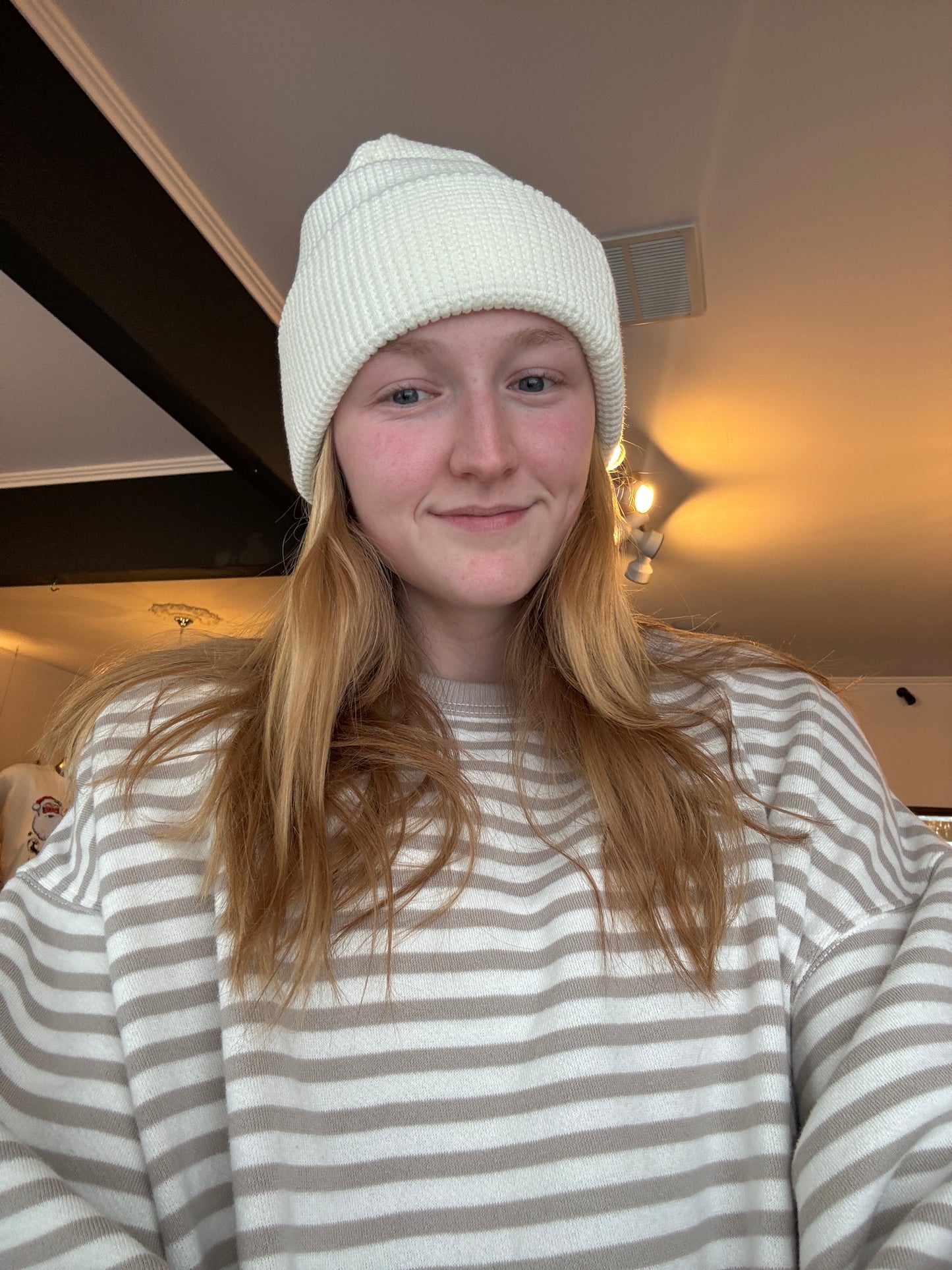 Waffle Knit Cream Hat