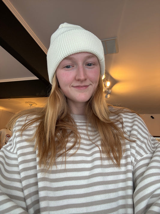 Waffle Knit Cream Hat
