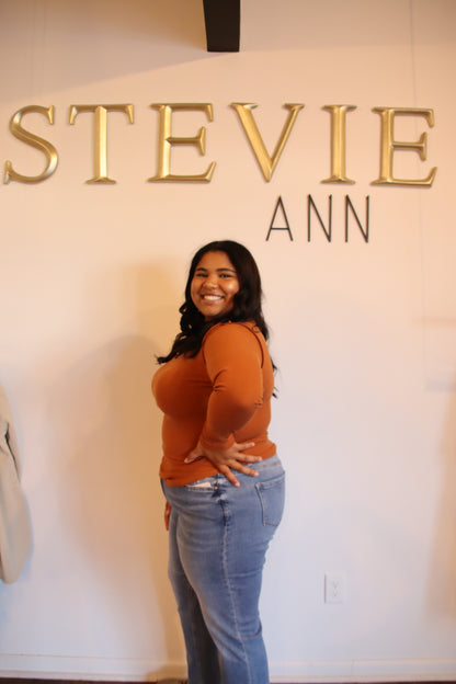 Plus Autumn Ember Ribbed Top