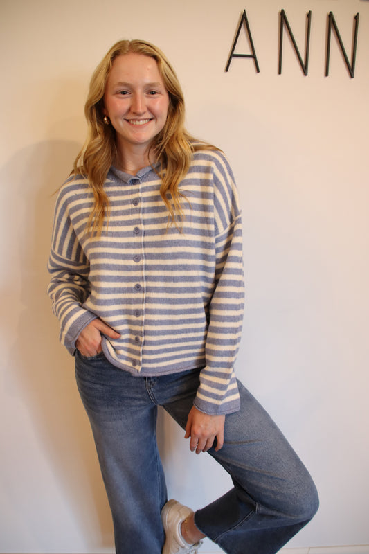 Knit Sweater Striped Cardigan