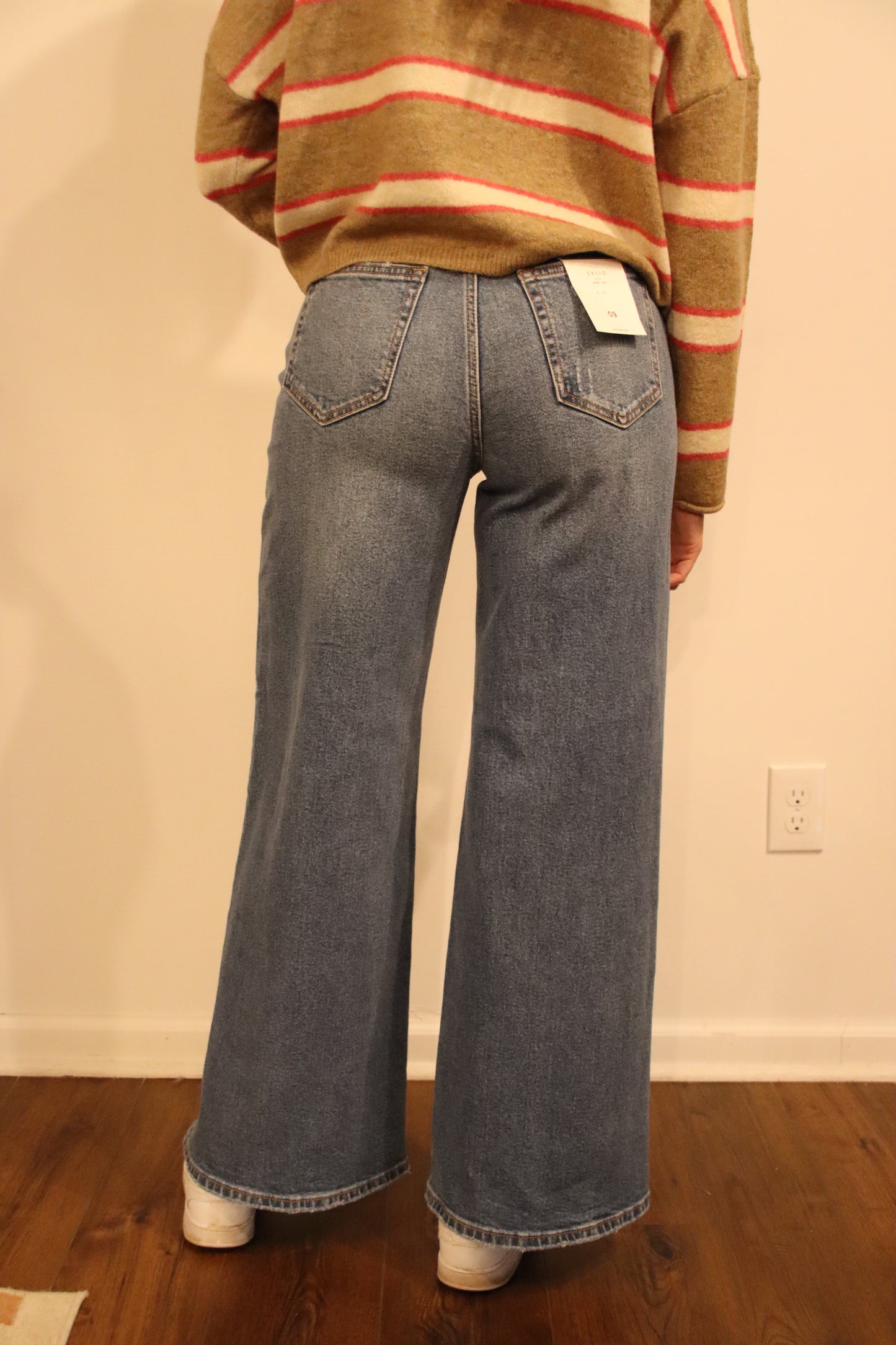 High Rise Wide Leg Denim Jean Medium Denim