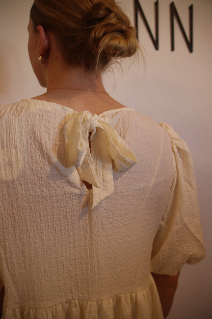 Textured Puff Sleeve Mini Dress