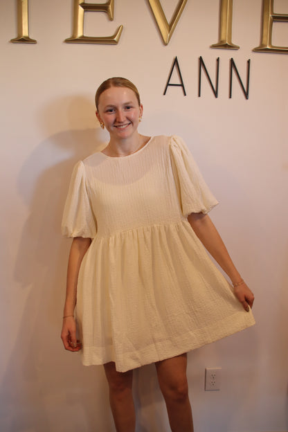 Textured Puff Sleeve Mini Dress