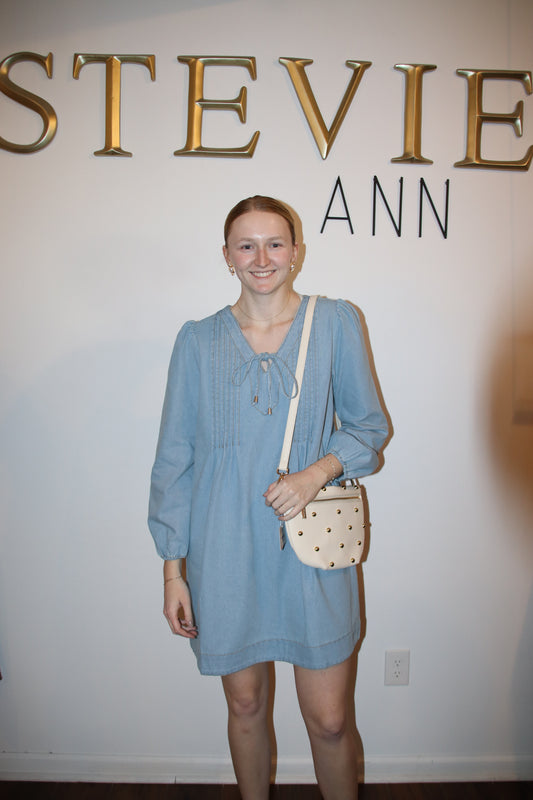 Washed Denim Pintuck Dress