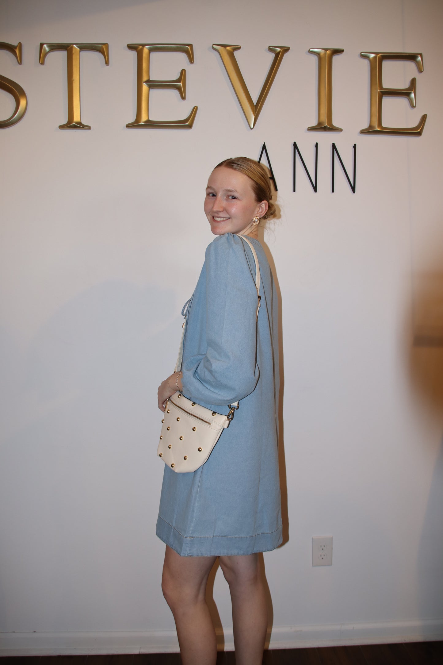 Washed Denim Pintuck Dress