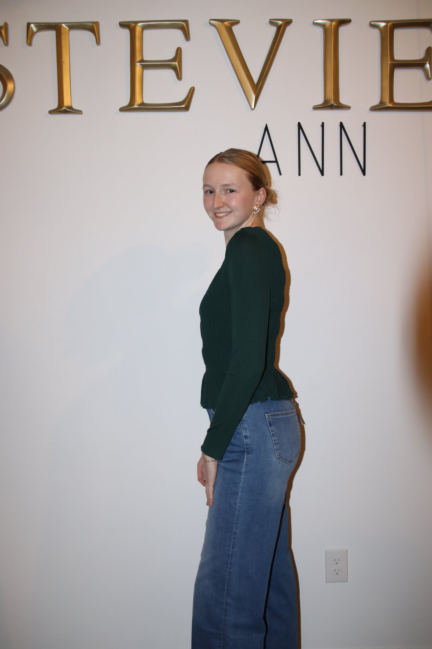 Smocked Long Sleeve Peplum Top