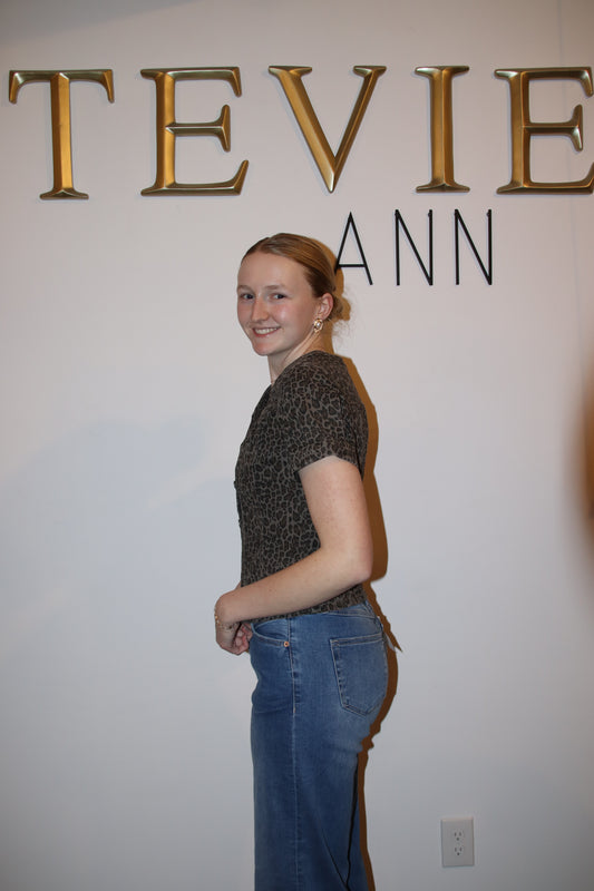 Leopard Denim Button-Up Top