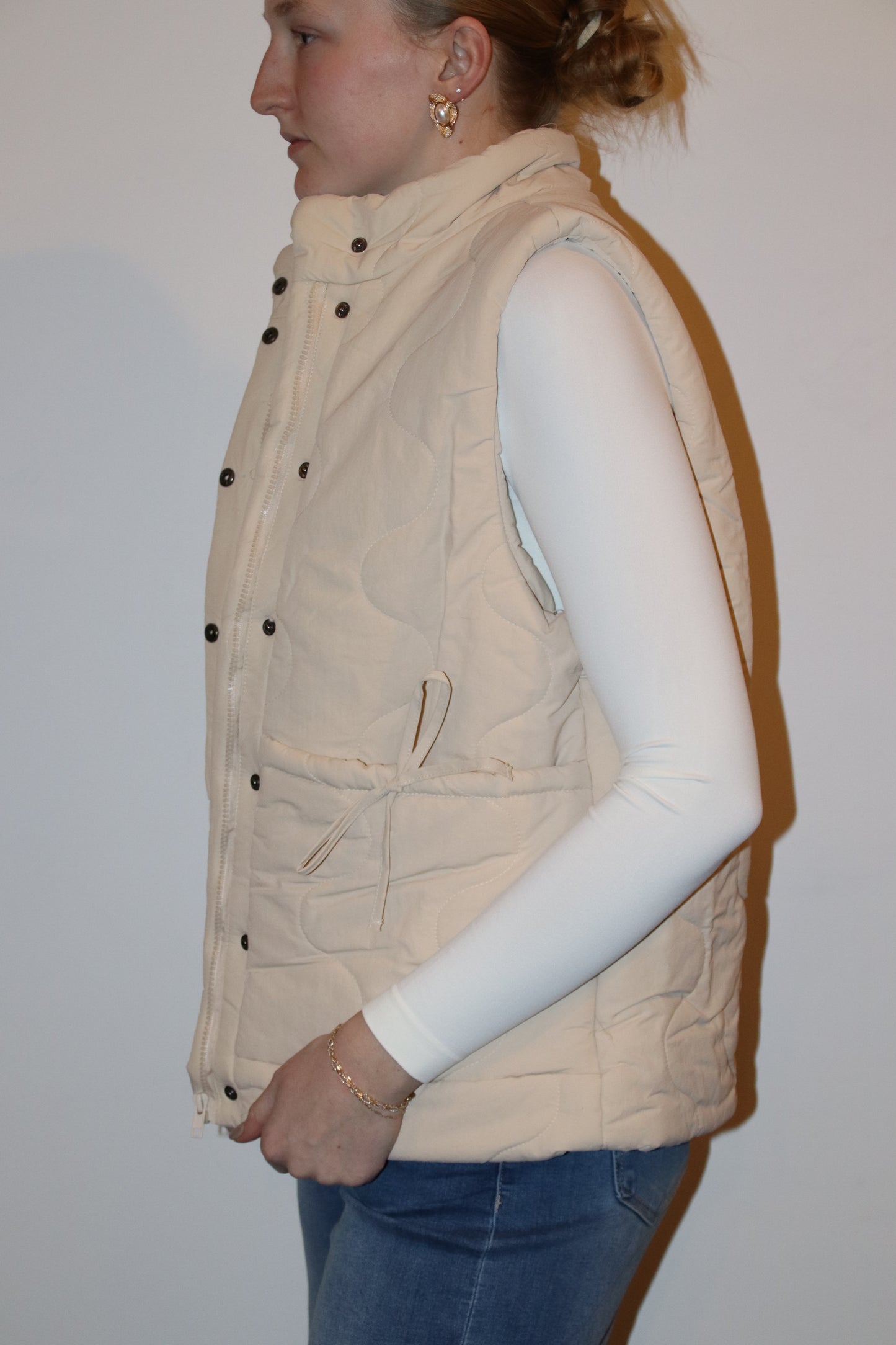 Quilted Ribbon-Tie Puffer Vest