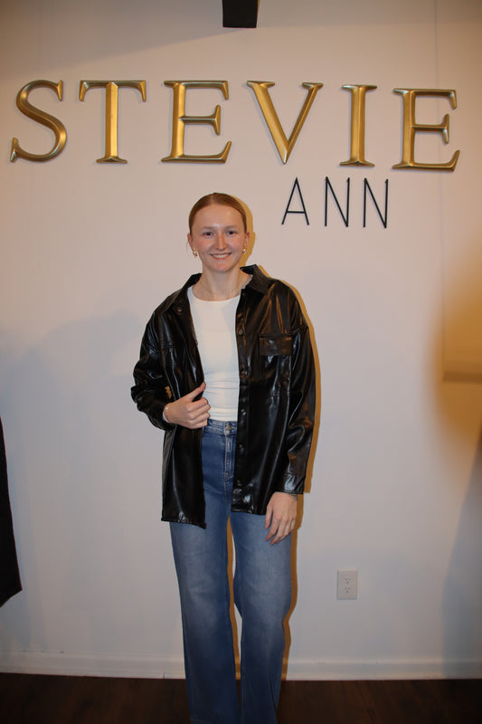 Faux Leather Oversized Jacket