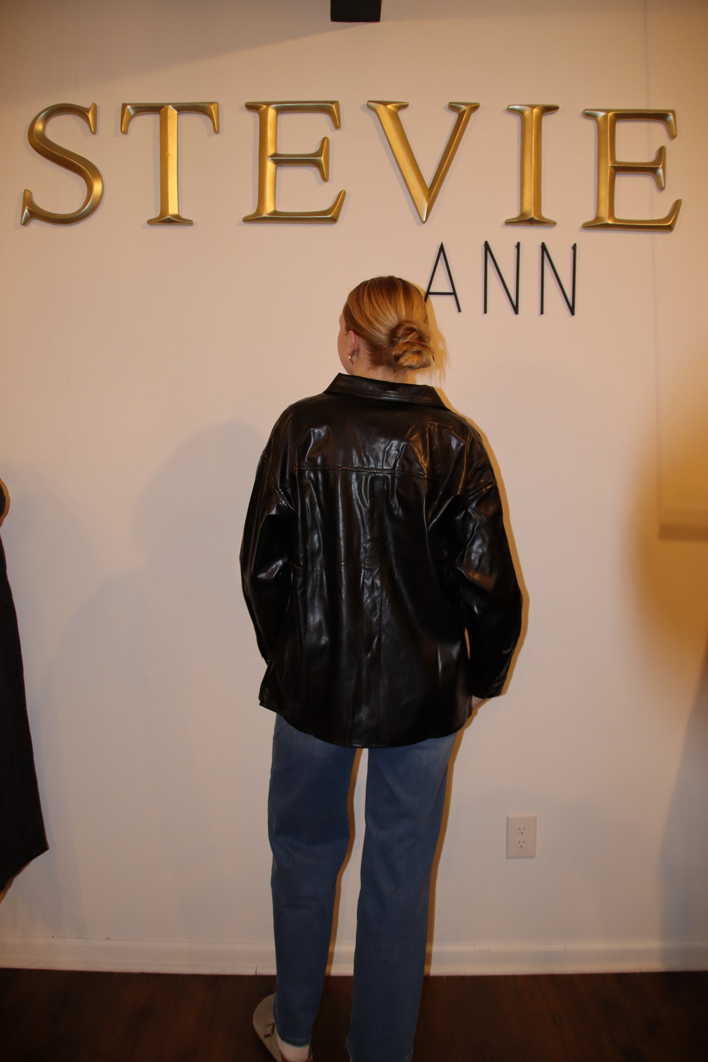 Faux Leather Oversized Jacket