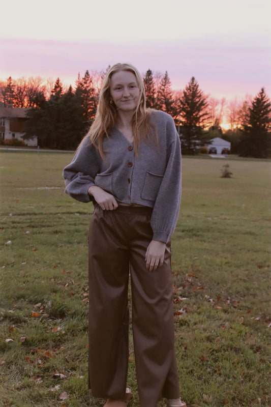 Faux Leather Straight-Leg Pants