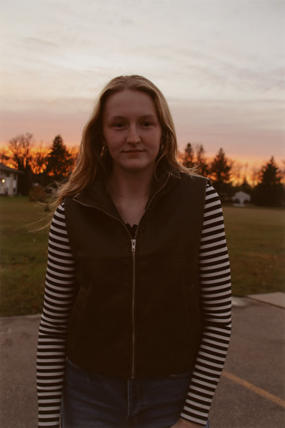 Wash Effect Faux Leather Vest