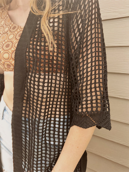 Coastal Views Crochet Tie Kimono