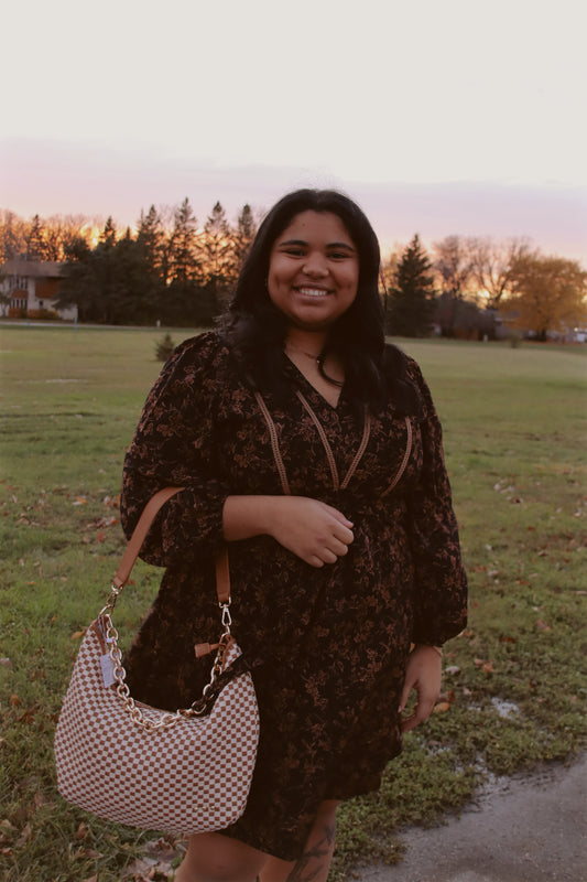 Plus Dark Floral Print Mini Dress