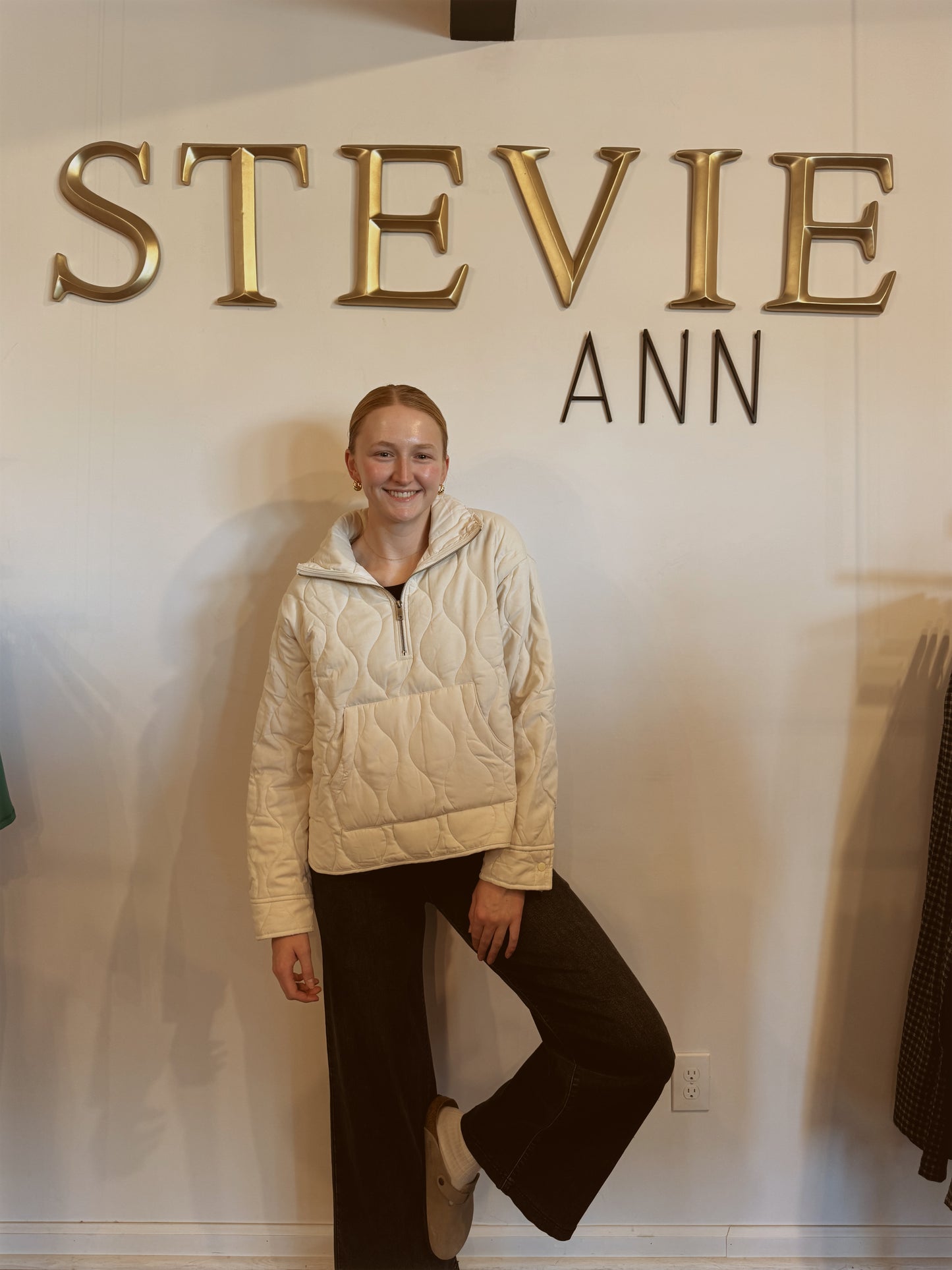 Quilted Half Zip High Neck Pullover