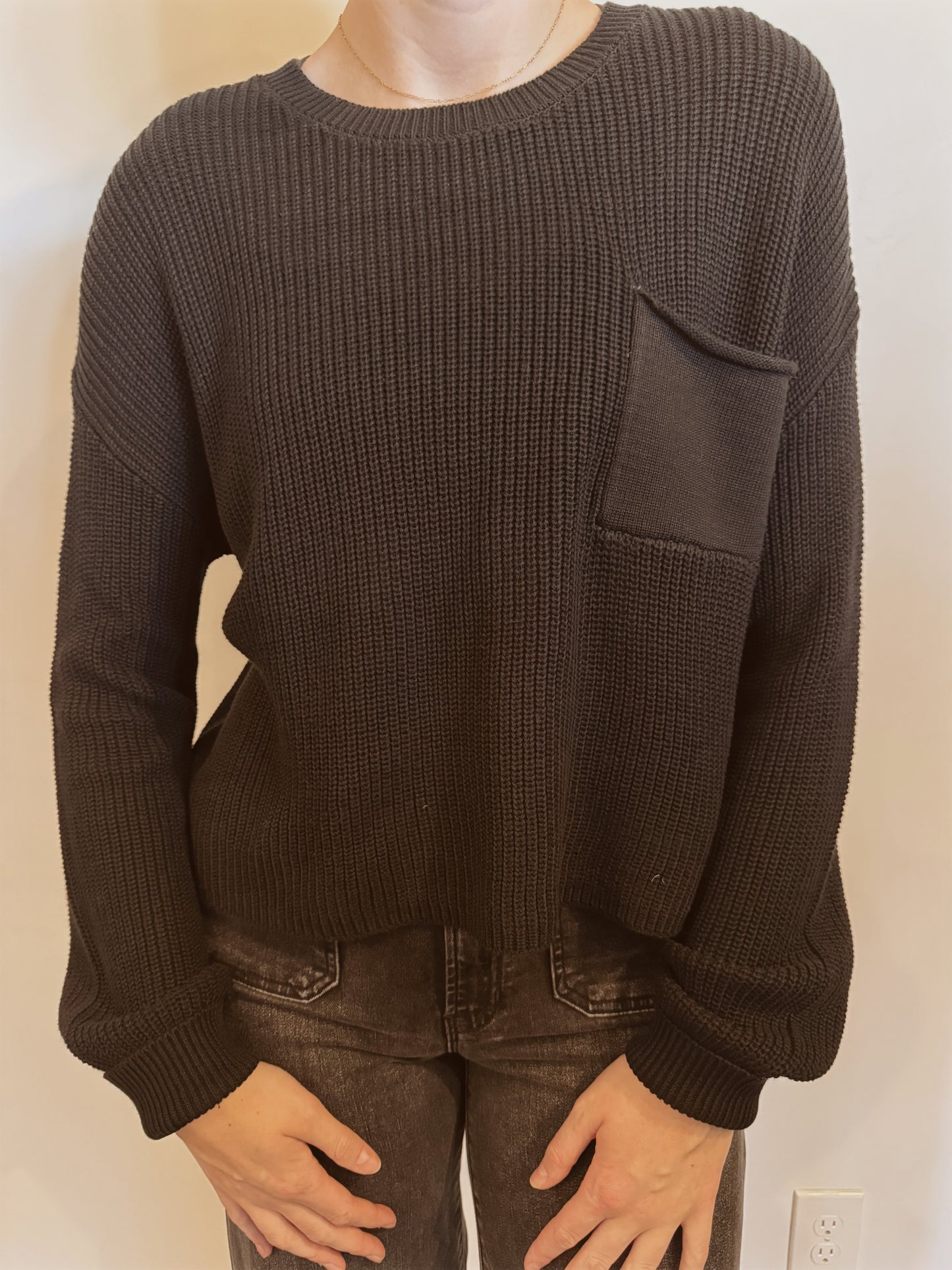 Pocket Detailed Crew Neck Sweater