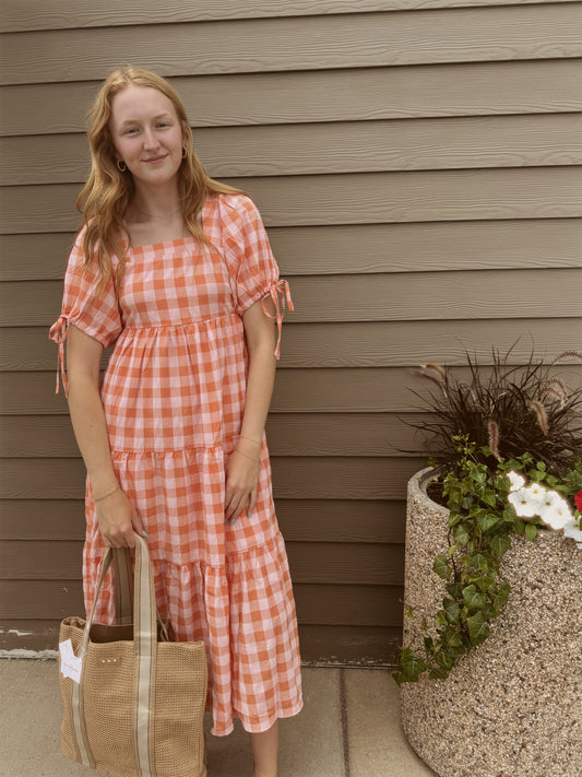 Checkered Charm Tiered Dress