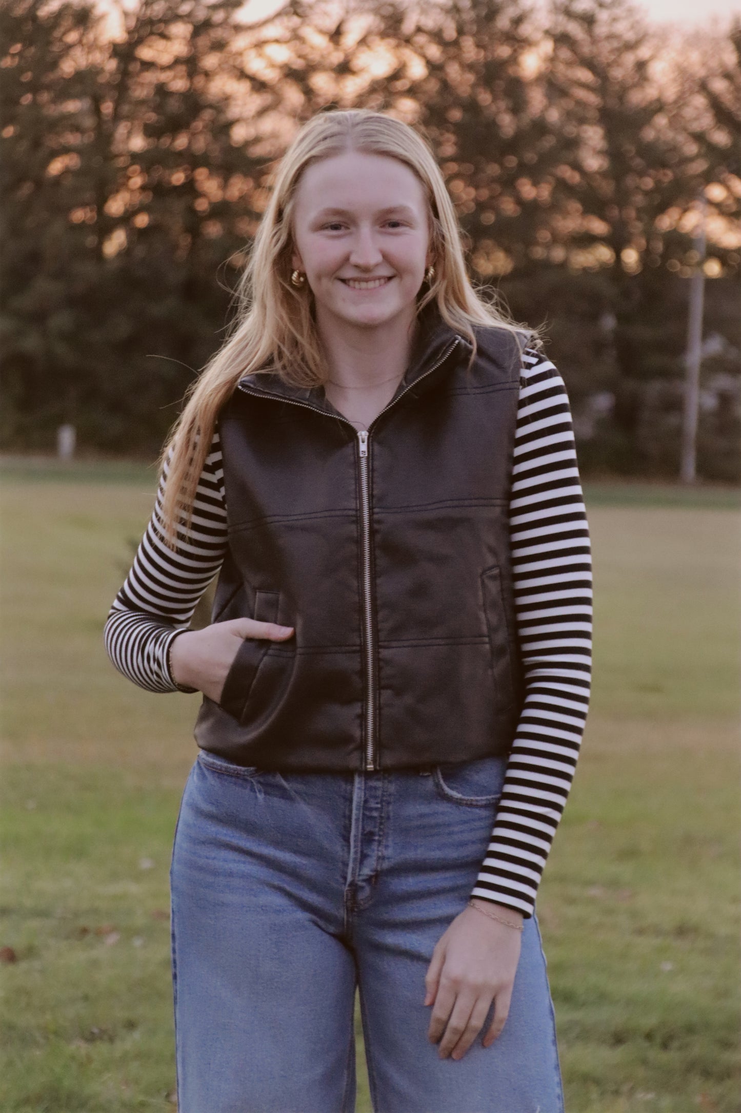 Wash Effect Faux Leather Vest