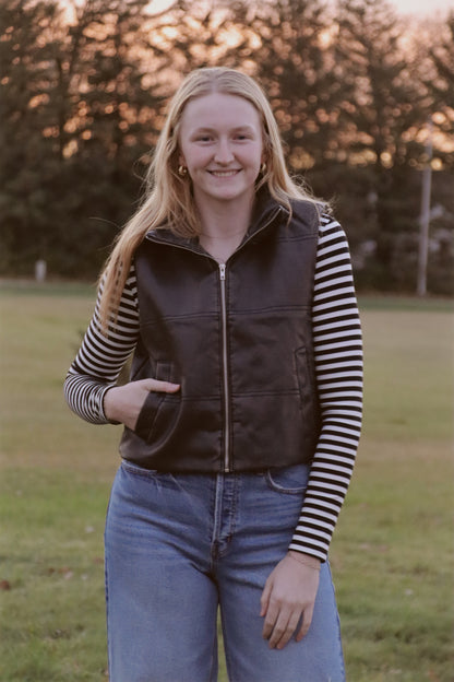 Wash Effect Faux Leather Vest