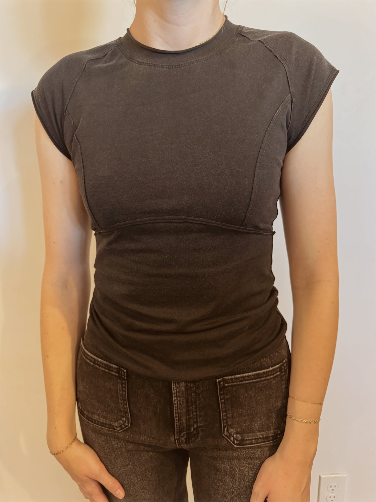Mineral Washed Cap Sleeve Top