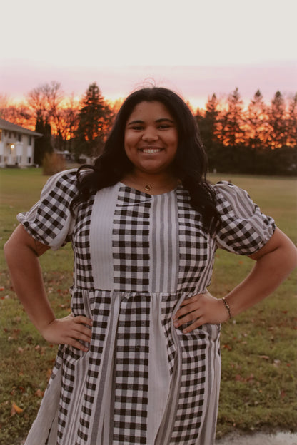 Plus Gingham Patchwork Dress