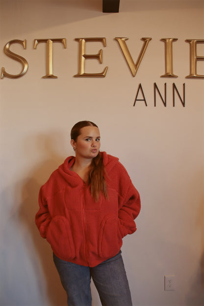 Oversized Teddy Bear Zip-Up Hoodie