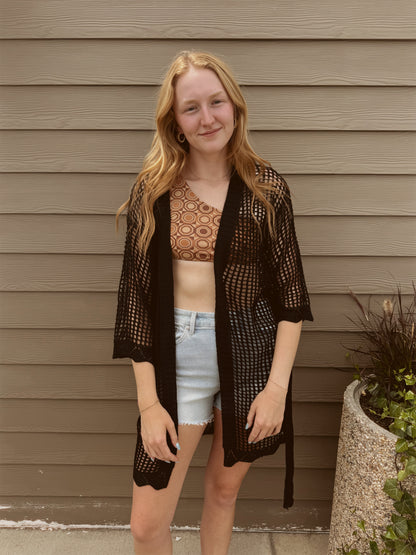 Coastal Views Crochet Tie Kimono