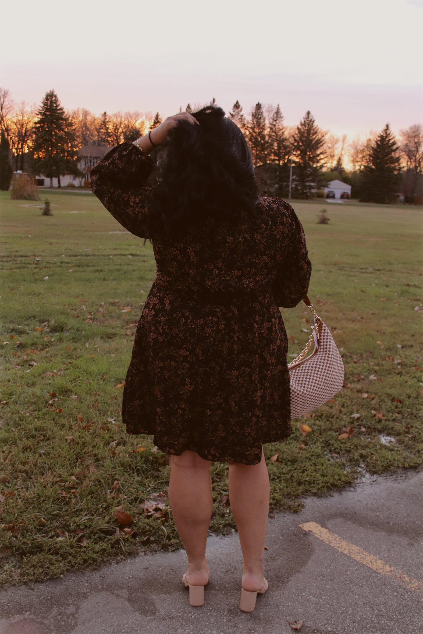 Plus Dark Floral Print Mini Dress