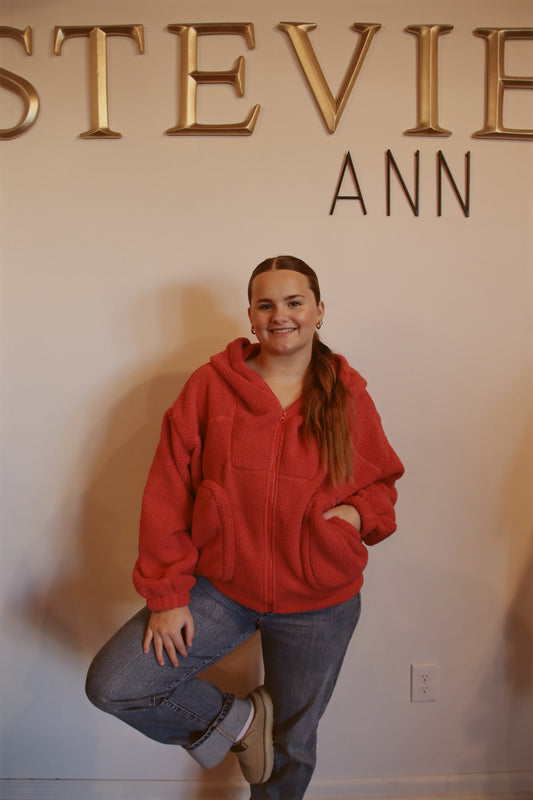 Oversized Teddy Bear Zip-Up Hoodie