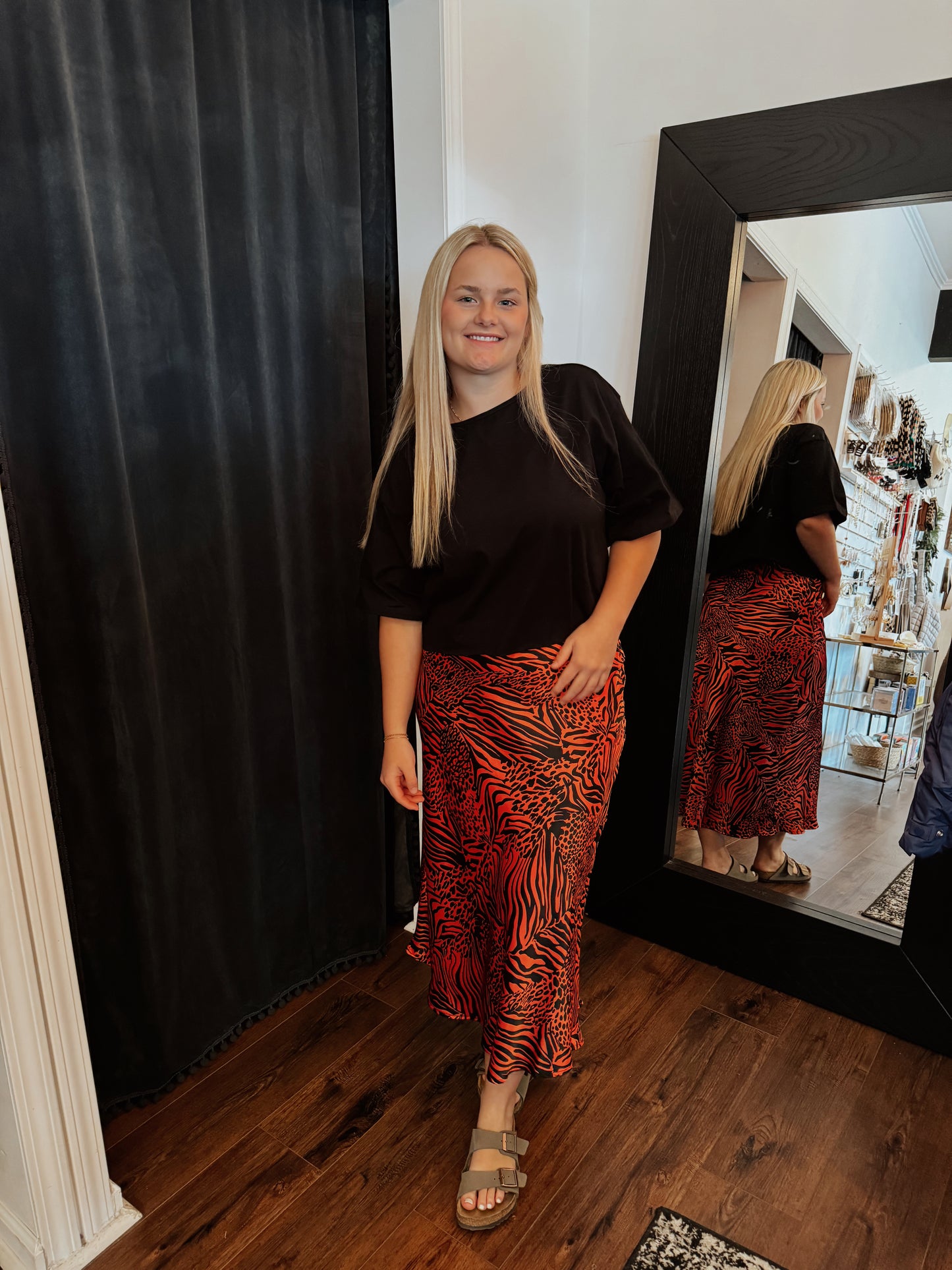 Red Zebra Midi Skirt | FINAL SALE