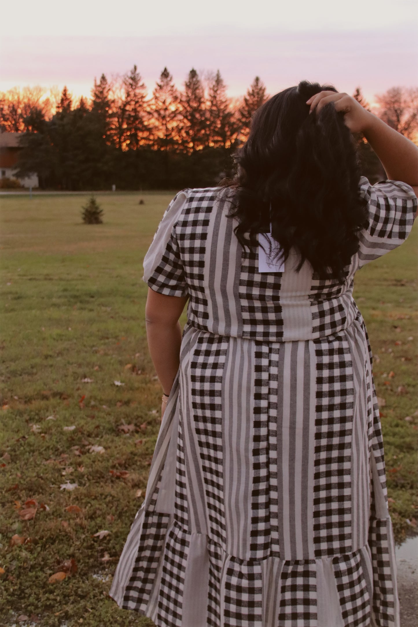 Plus Gingham Patchwork Dress