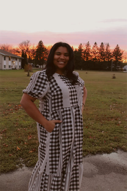 Plus Gingham Patchwork Dress