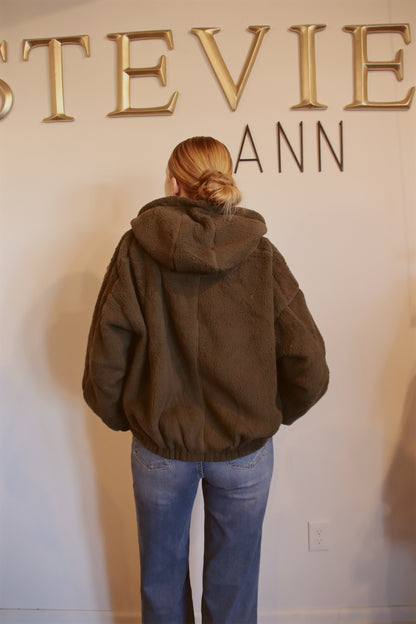 Oversized Teddy Bear Zip-Up Hoodie