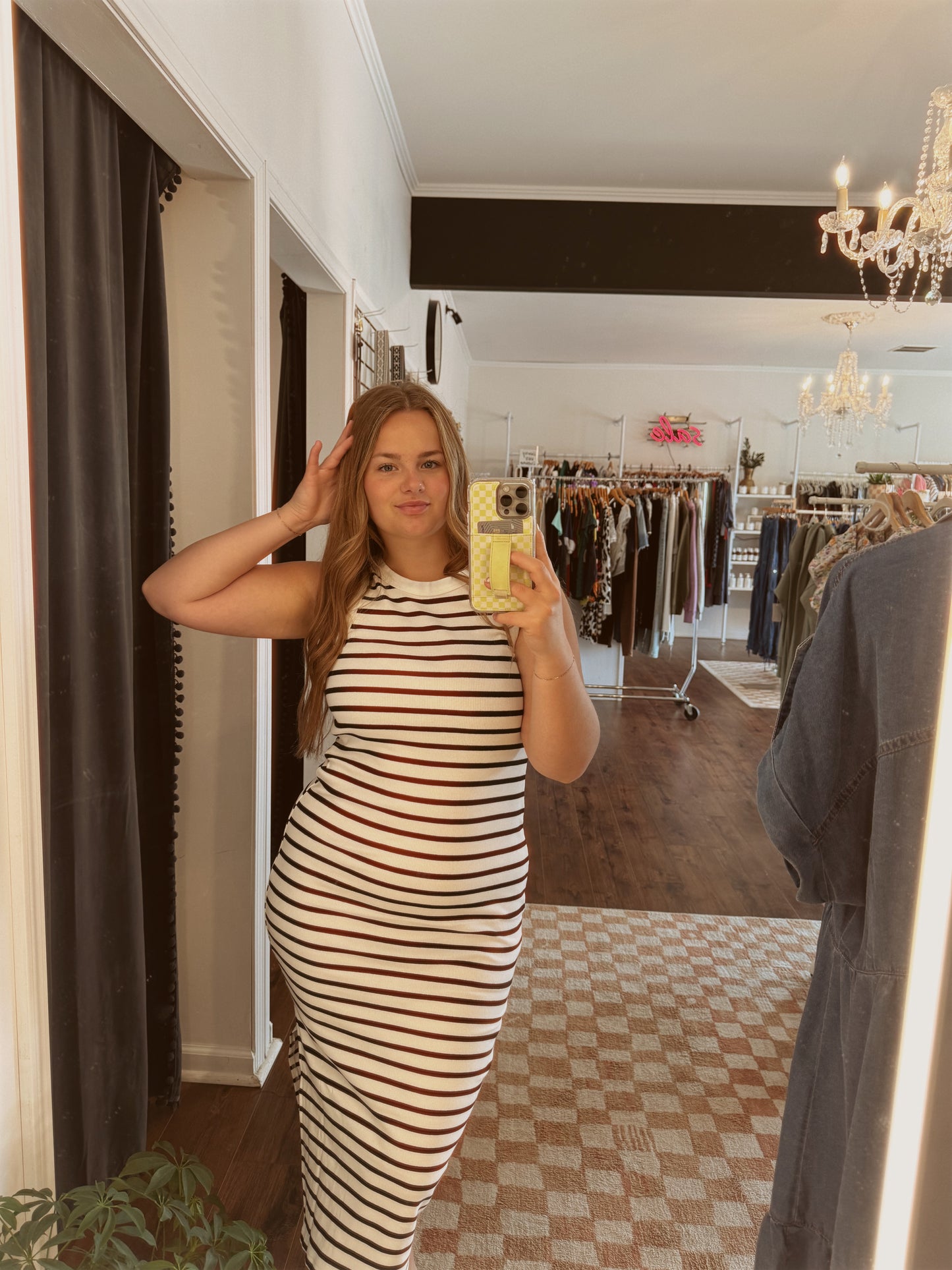 Striped Bodycon Midi Dress
