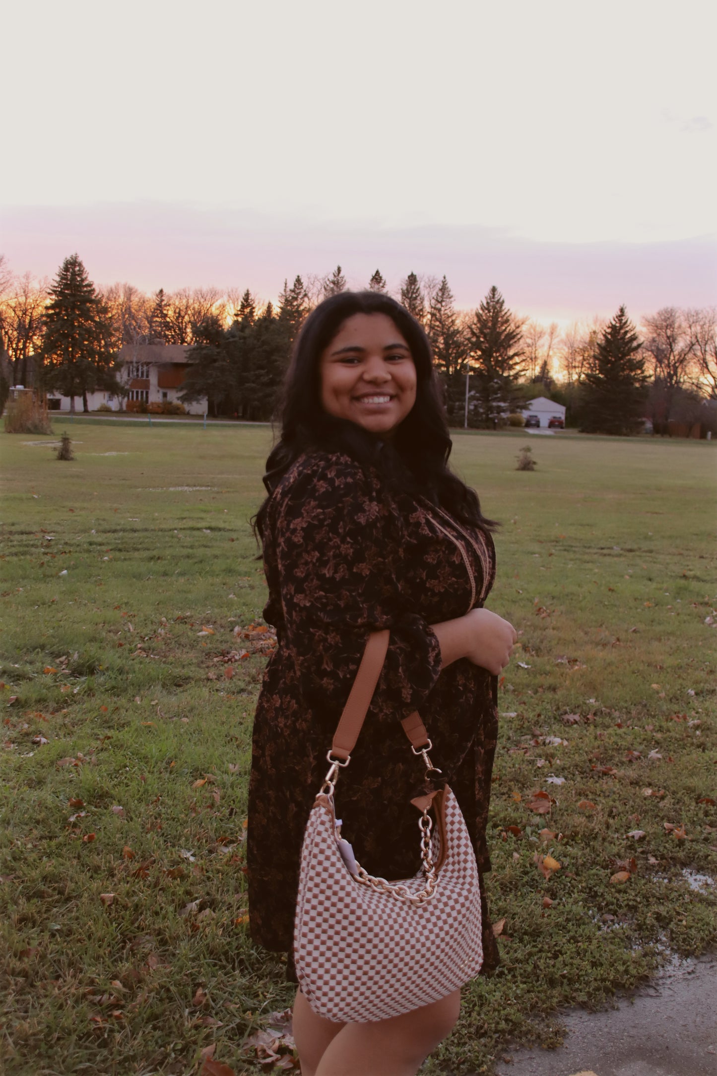 Plus Dark Floral Print Mini Dress