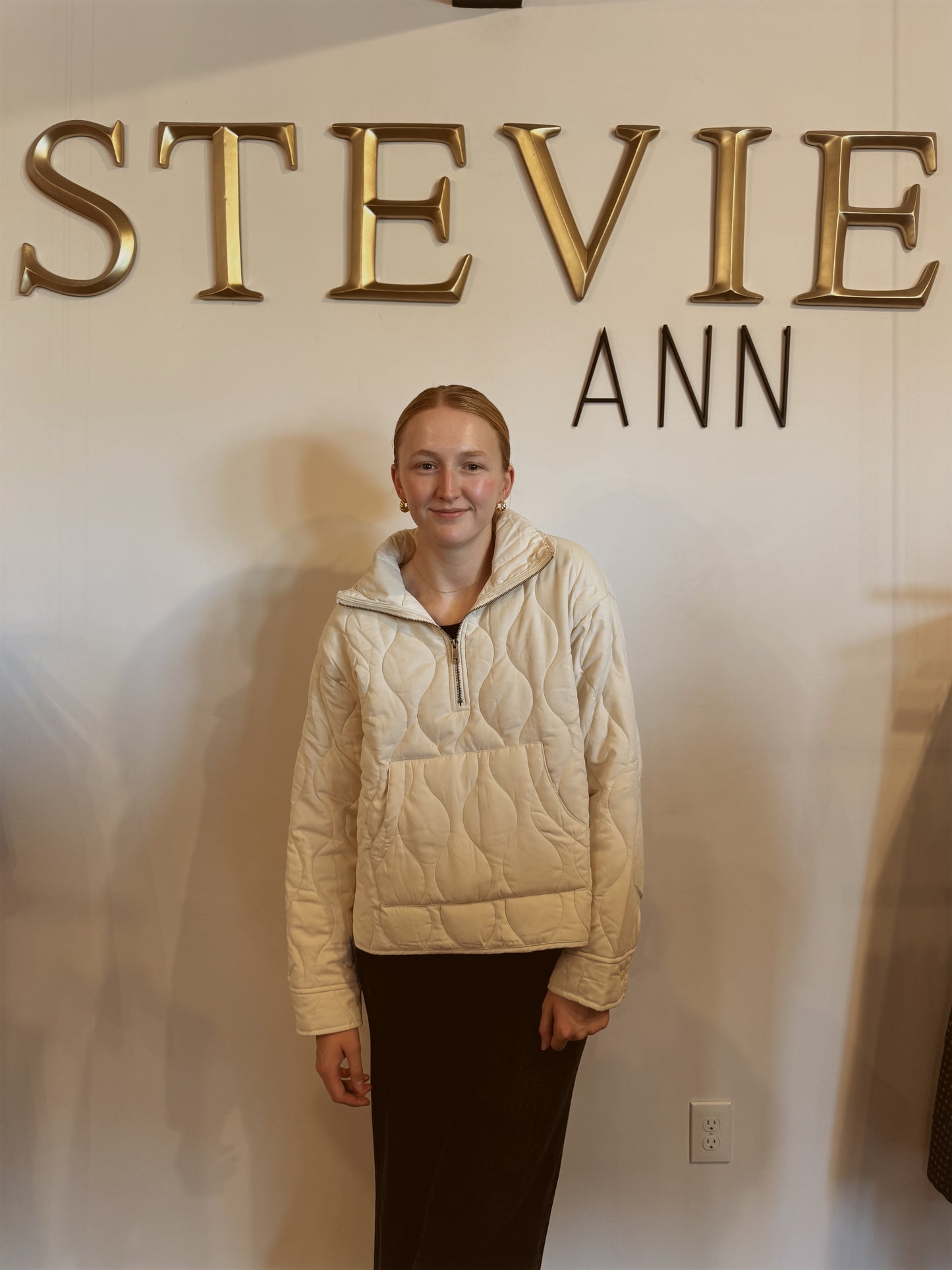 Quilted Half Zip High Neck Pullover
