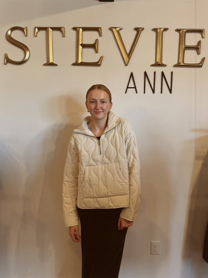 Quilted Half Zip High Neck Pullover