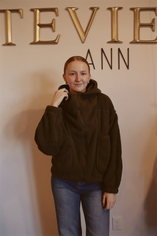 Oversized Teddy Bear Zip-Up Hoodie