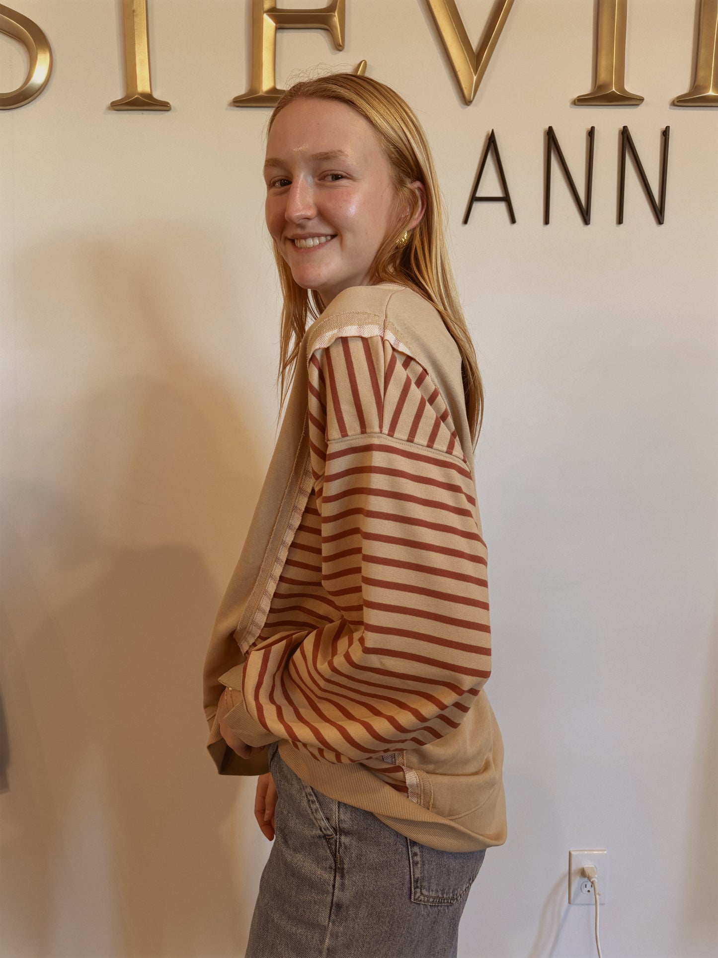 Ann Drift Stripe Knit Top | S-3XL
