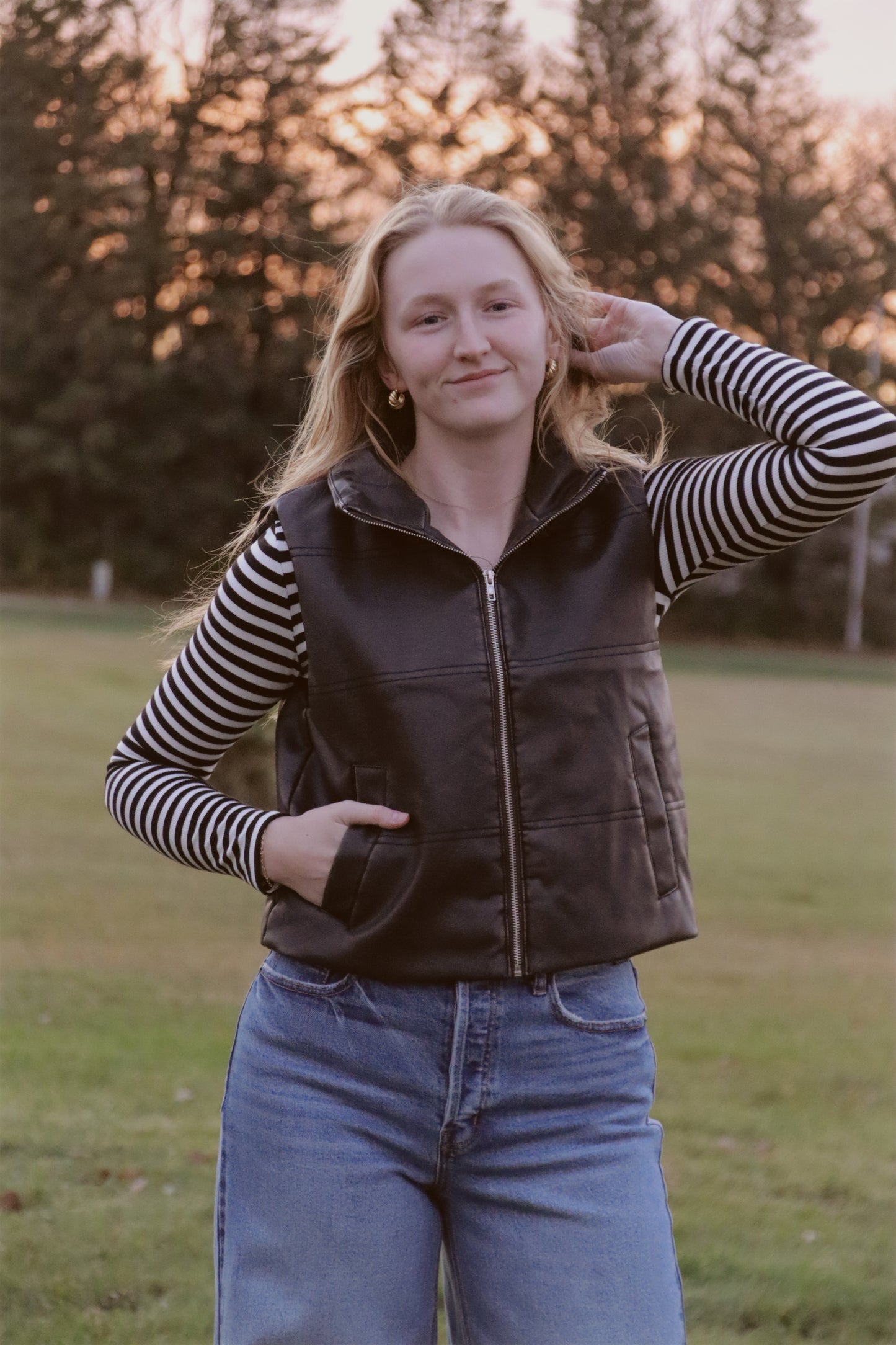 Wash Effect Faux Leather Vest