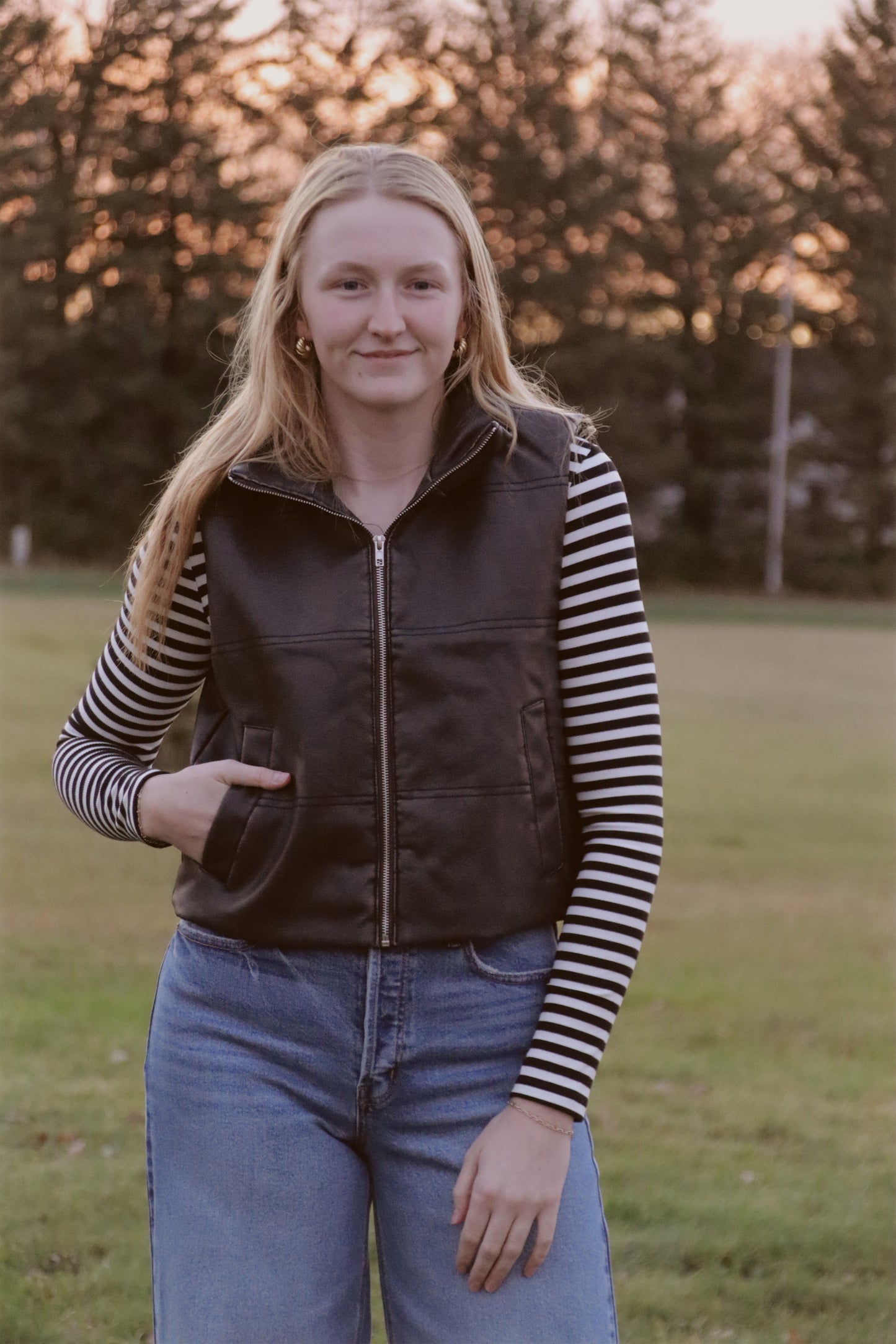 Wash Effect Faux Leather Vest