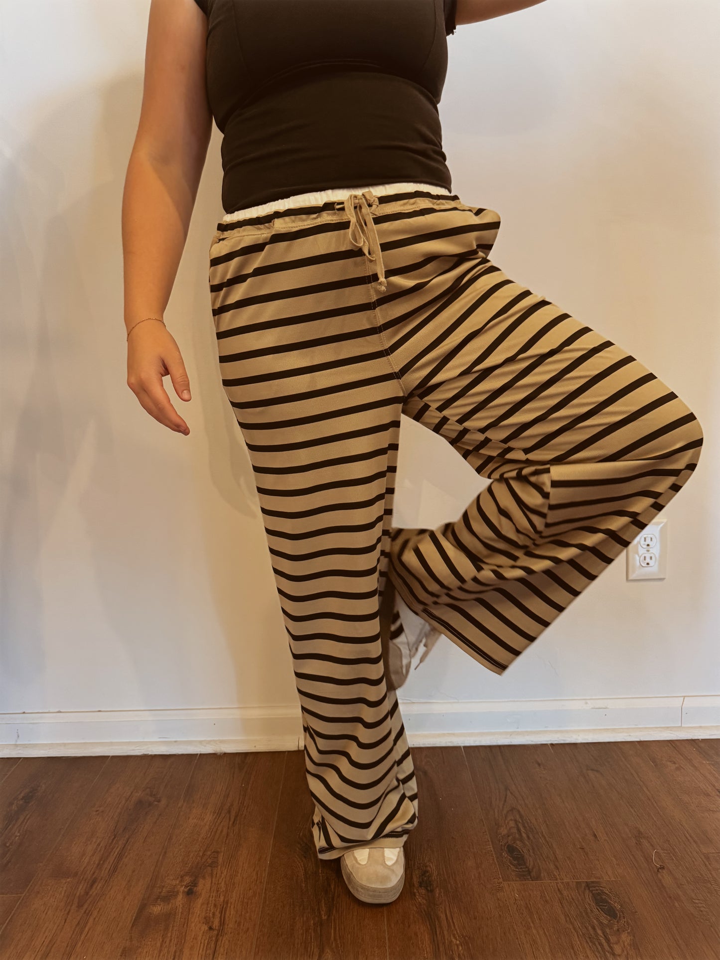 Striped Knit Drawstring Lounge Pants