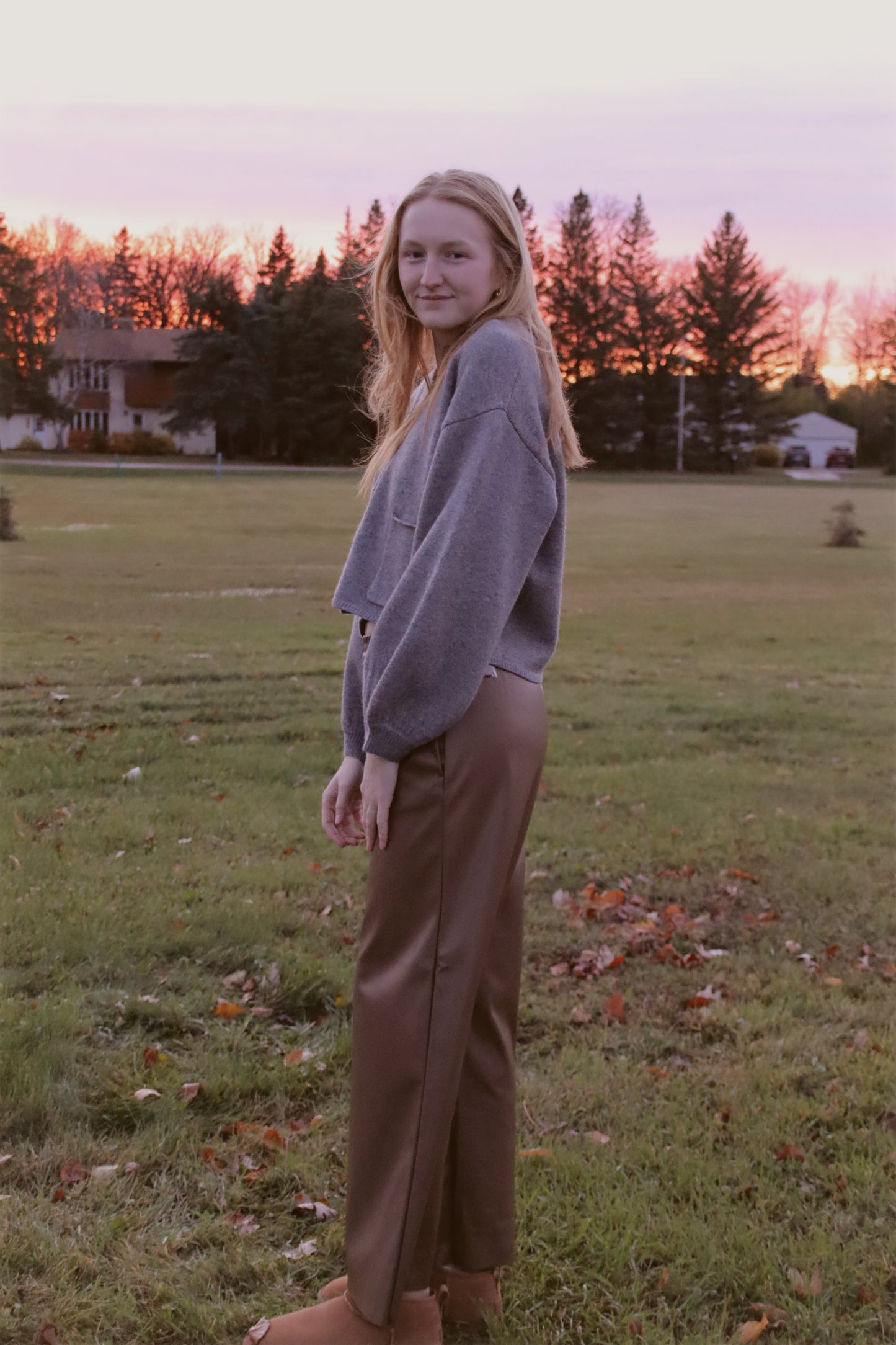 Faux Leather Straight-Leg Pants