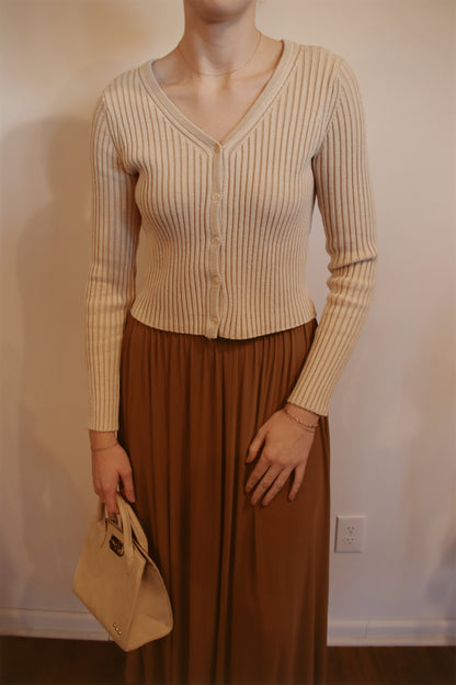 Ribbed Button-Up Cardigan