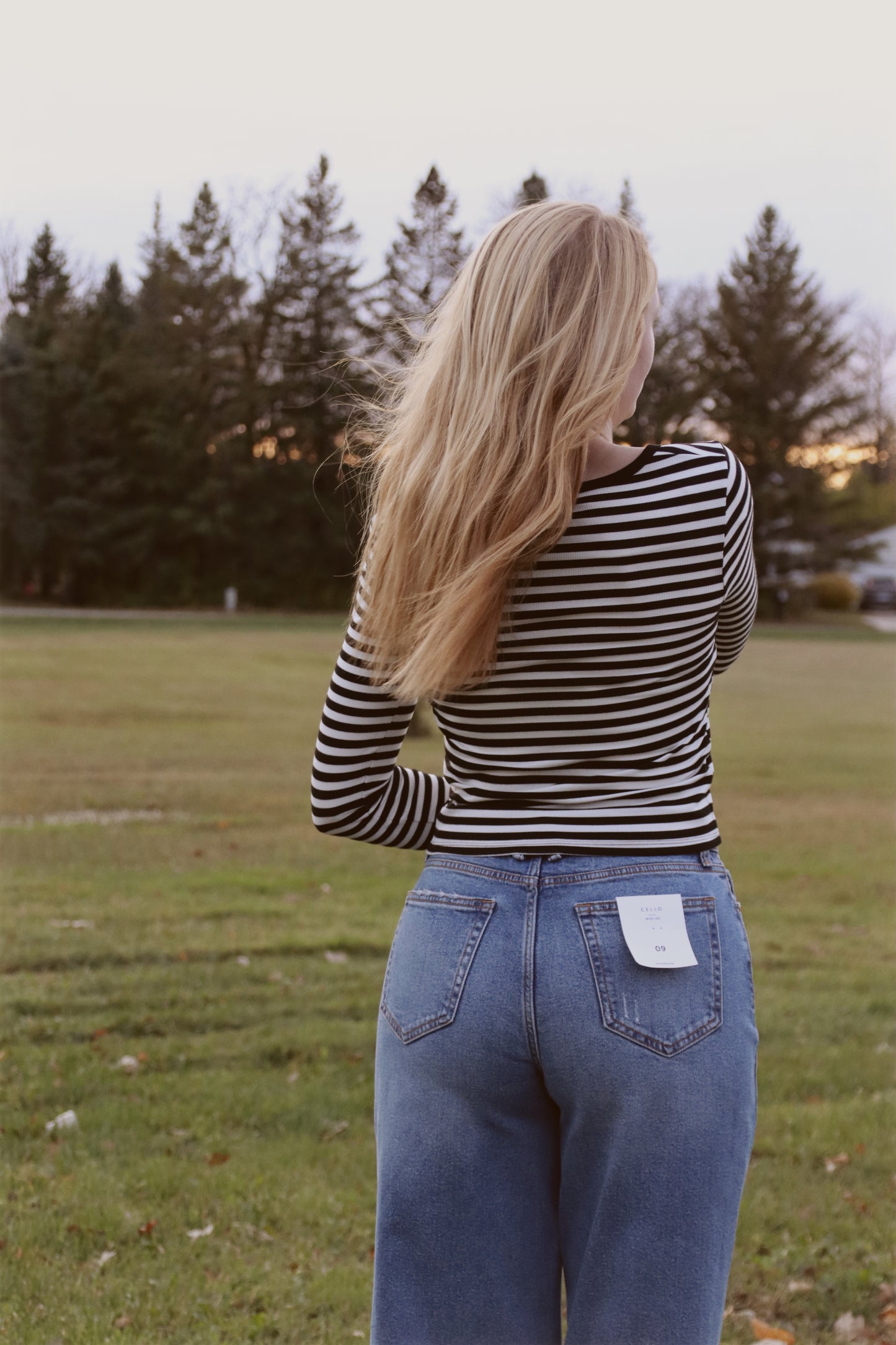 Striped Brushed Rib Henley Top