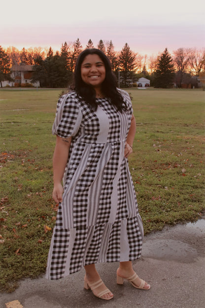Plus Gingham Patchwork Dress