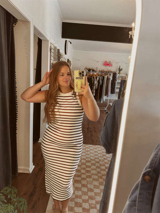 Striped Bodycon Midi Dress