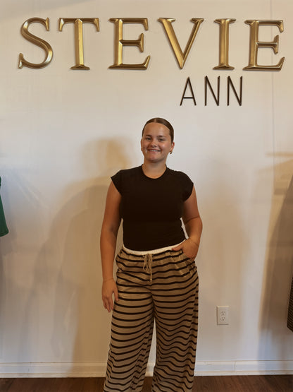 Striped Knit Drawstring Lounge Pants