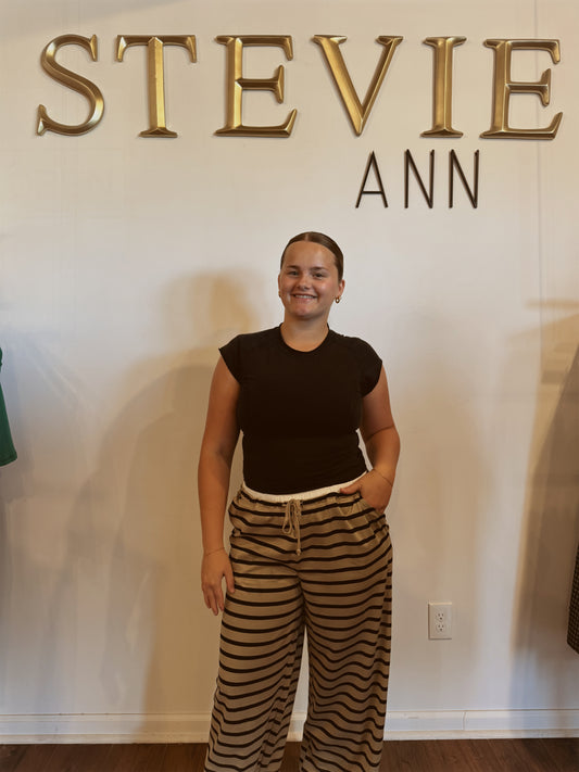 Striped Knit Drawstring Lounge Pants